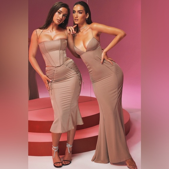 HOUSE OF CB 'Loren' Latte Corset Maxi Dress - Picture 7 of 11